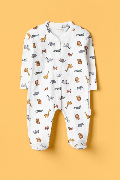 Krazber White Printed Baby Romper