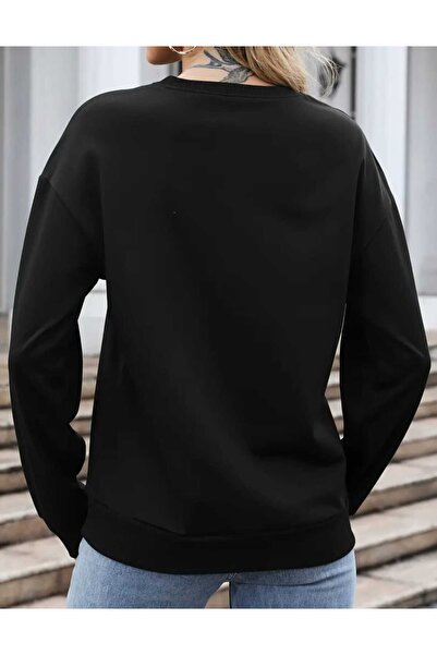 mia storia Hanorac de damă oversize cu fundă cu imprimeuă cu guler rotund