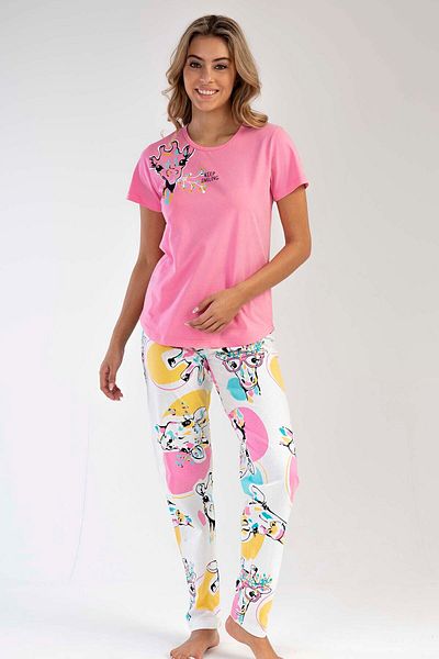 VİENETTA Women's Cotton Short Sleeve Pajama Set, 212333