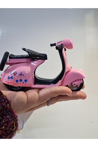 Hepsilazım Oyuncak Motor Vespa Çek Bırak Model Araç Hediyelik Oyuncak Motosiklet 13 Cm Çek Bırak Pembe