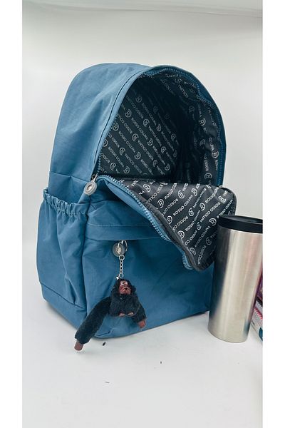 bakacstore Luxury Crinkle Fabric - Rucsac pentru liceu, Bergamo cu cadou breloc