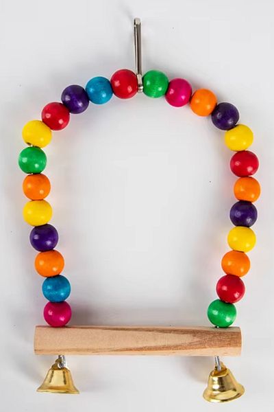 Alyones Parrot Swing Stand - Wooden and Beaded Toy
