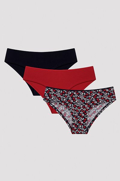 Penti Poppy Flower Pachet de 3 chiloți multicolori hipster