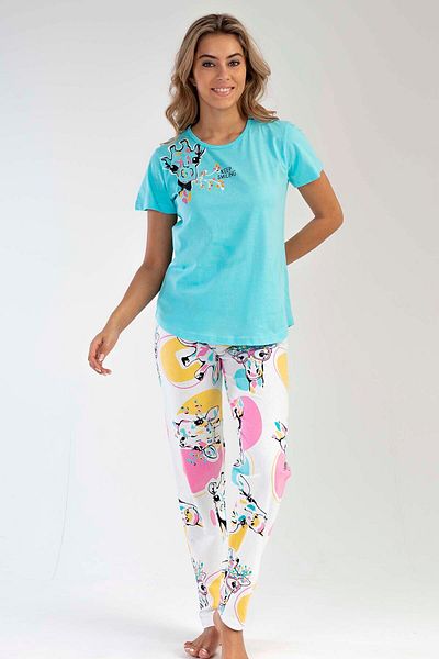 VİENETTA Women's Cotton Short Sleeve Pajama Set, 212333