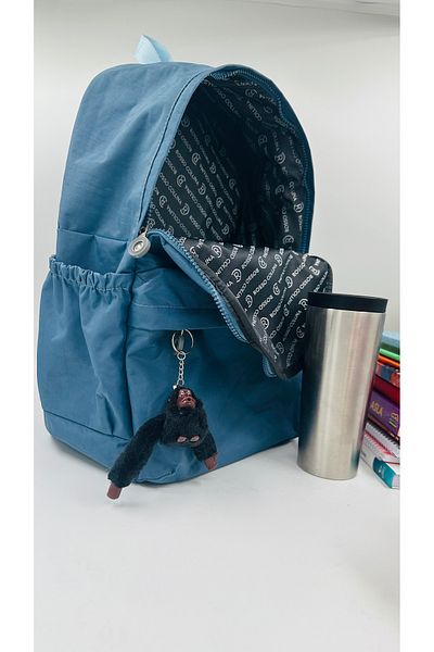 bakacstore Luxury Crinkle Fabric - Rucsac pentru liceu, Bergamo cu cadou breloc