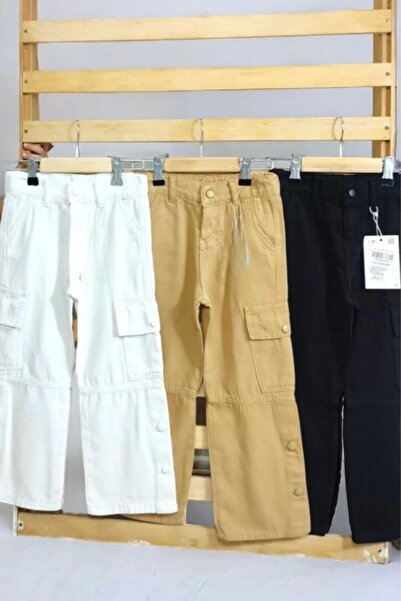 Kidmark Çocuk Modası بنطلون جبردين بني بجيب كارجو للجنسين