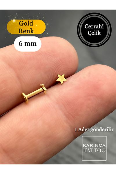Karınca Piercing Star Piercing - 6 mm Surgical Steel, Anti-Tarnish Forward Helix Flat Conch Tragus