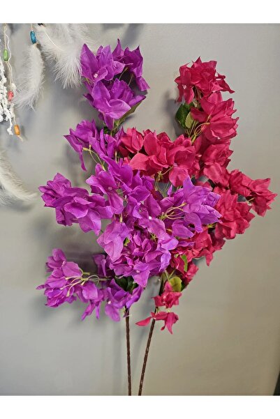 YASİMA Mor ve Fuşya Yapay Çiçek Begonvil Çiçeği Uzun Dallı Çiçek 100cm(2adet)