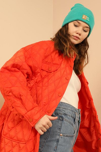 vuvutasarım New Season Shirt Collar Quilted Fabric Basen Boy Double Stitch Pattern Women's Coat 23K020
