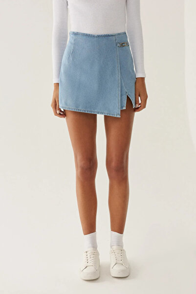 Hiccup Yüksek Bel Denim Şort Etek