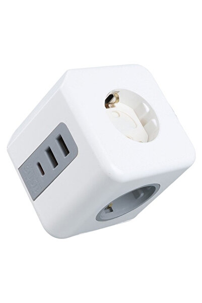 Ecuy مقبس حماية حراري للأطفال - مقاوم للحرارة، 3 مقابس، 3xUSB، 1xTYPE-C