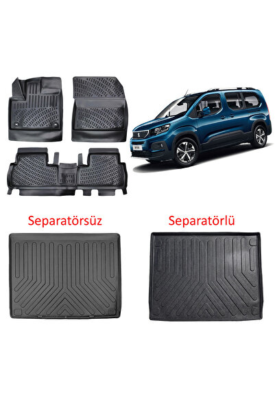 Rizline Peugeot Rifter 3d Paspas + 3d Bagaj Havuzu 2019 Sonrası Siyah Set