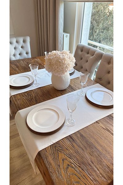 Decamor home Cotton Laceless Stain Resistant Ecru Short Runner