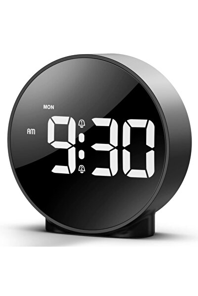 HyMark Yuvarlak Siyah Dijital LED Masa Saati USB Güç Saat Erteleme Modern Saat