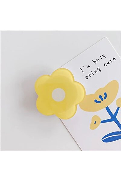 Color Reflect Popsocket Sarı Çiçek Telefon Tutacağı Şekilli Akrilik Yüzey Parmak Tutucu