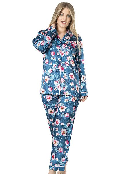 VİENETTA Set de pijamale cu buton complet din satin. , 160881