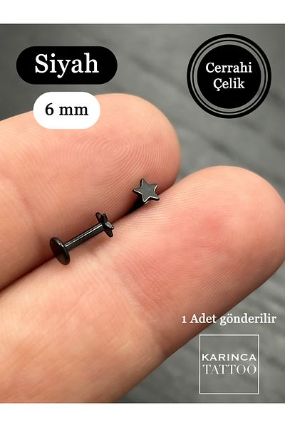 Karınca Piercing Star Piercing - 6 mm Surgical Steel, Anti-Tarnish Forward Helix Flat Conch Tragus