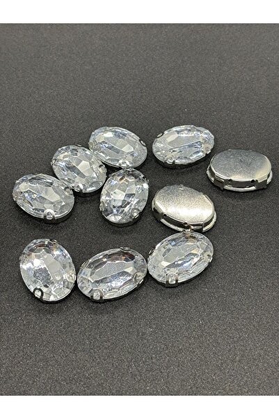 BEİLYS COSMETİCS & ACCESSORY علبة فضية بيضاوية مقاس 10 × 14 مم من حجر الكريست...