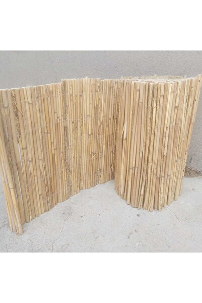 BİŞKİN 20cm x 5 Metre Bambu Kamış Hasır Çit, Misina İpli Doğal Dekorasyon, Balkon ve Bahçe Çiti
