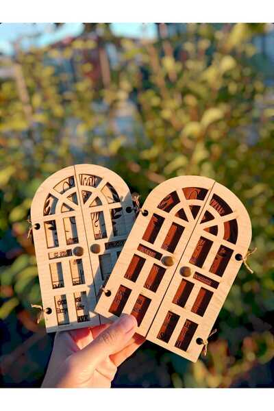 Ahşap Yolculuğu Kapaklı Ahşap Düğün Davetiyesi (10 Adet)