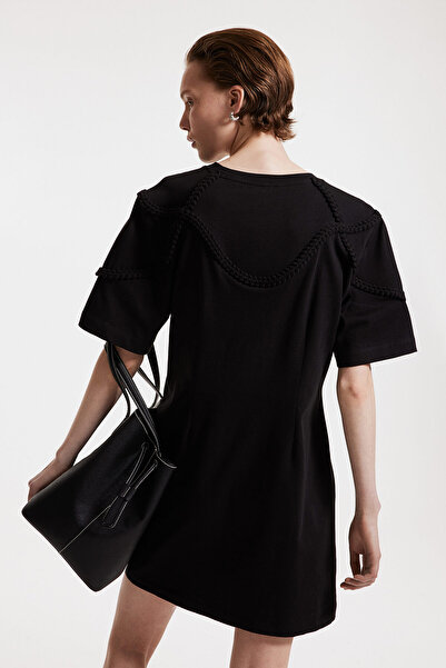 H&M Örme Şeritli Tişört Elbise