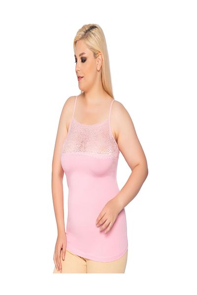 SİERNA Women's Plus Size 6-Piece Wide Tulle Strap Tank Top Oversized Size Srn-000585