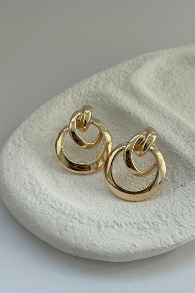 Lavian Accessories Iç Içe Yuvarlak Model Gold Renk Kadın Halka Küpe