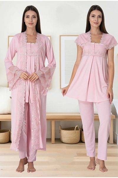 by İGP Lacy Maternity Pajama Set with Dressing Gown