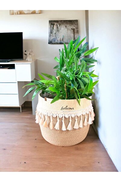 Bohemahomedecor منظم سلة القطن الخوص سلة بطانية التلفزيون سلة ديكور هدية سلة ...