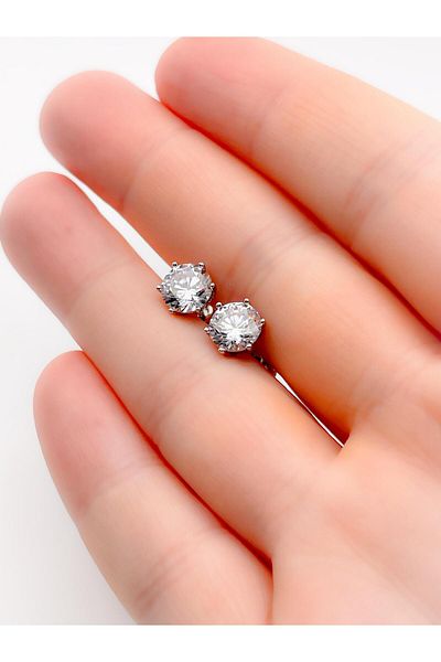 Trinos Steel Earrings 5mm Zircon Stone Earrings