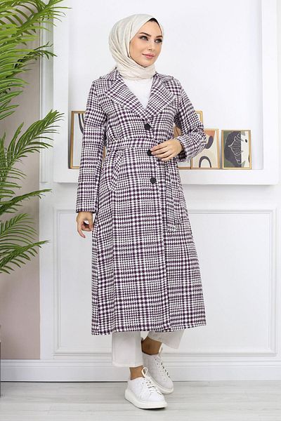 Moda Mihram Mantel mit Karomuster
