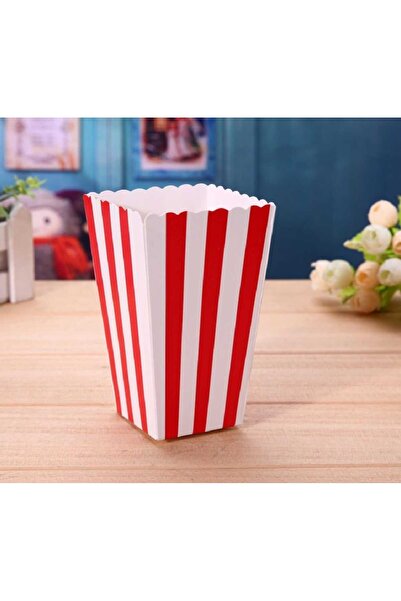 PARTİ AŞKI علبة ذرة بيضاء حمراء - 8 قطع علبة فشار وشيبس كرتون 8*11,5 سم