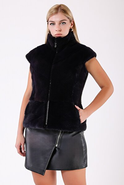 Leather Club Derin Mor Mink Kürk Yelek