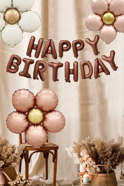 DÜVENCİ TİCARET Happy Birthday Chocolate Foil Set - Retro Papaya Foiled
