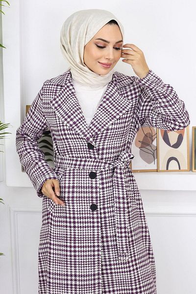 Moda Mihram Mantel mit Karomuster