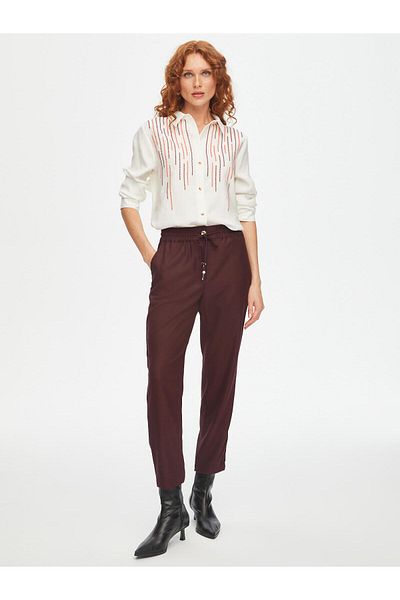 Faik Sönmez Elastic Waist Comfort Fit Stretch Woven Trousers 69492