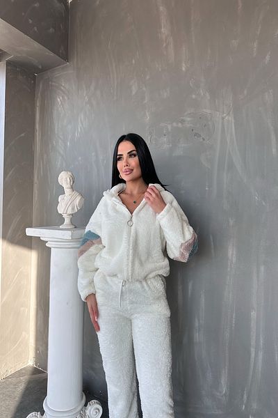kamacibutik Hooded Zippered Oversize Plush Tracksuit Set