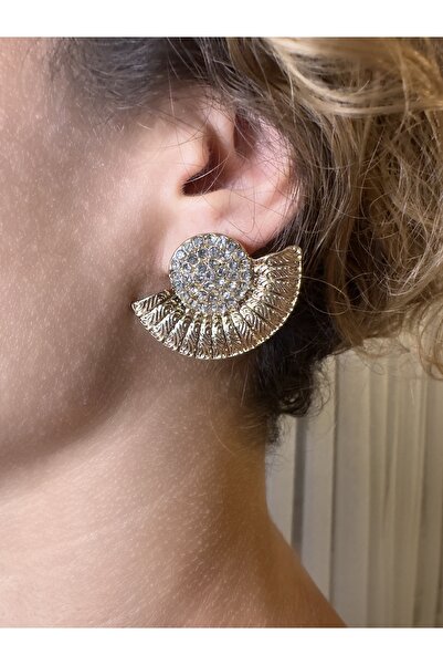 MoraMor Yelpaze Model Küpe, 14K Altın Kaplama