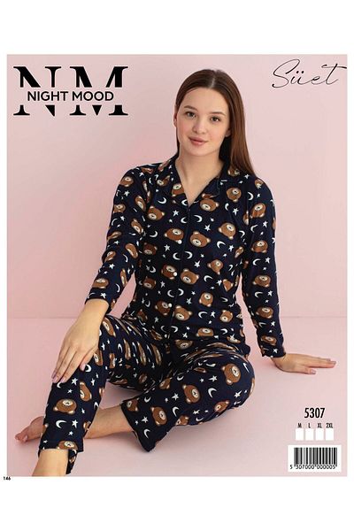 DK İÇ GİYİM Pajama Set - Ayiklikli Sueç Front Button