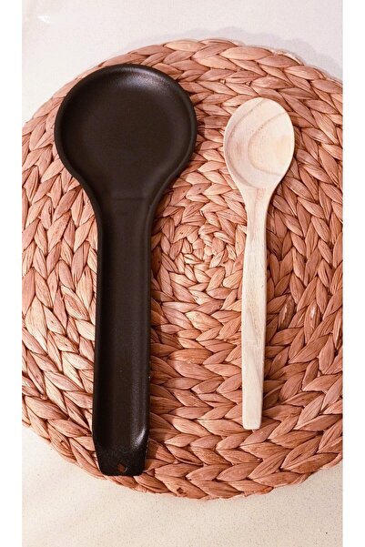 TARIK HOME Set de 2 suporturi pentru linguri din metal negru și lingură de se...