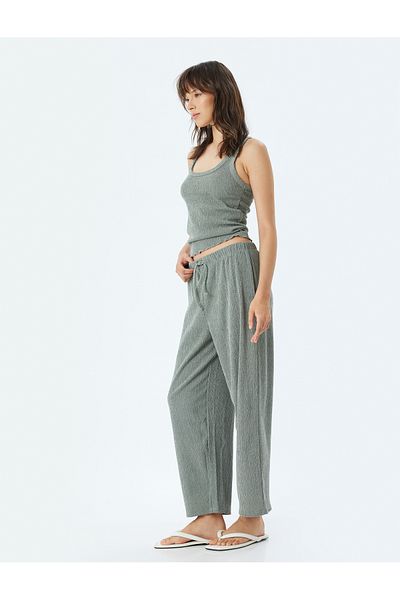 Koton Wide Leg Elastic Trousers with Waist Ties