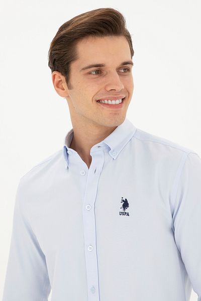 U.S. Polo Assn. Ανδρικό γαλάζιο μακρυμάνικο πουκάμισο Basic 50282589 -VR003