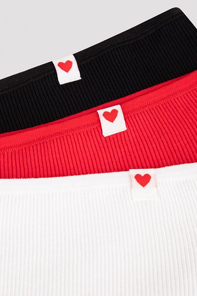 Penti Multicolored Heart Ribbed 3-Piece Hipster Panties