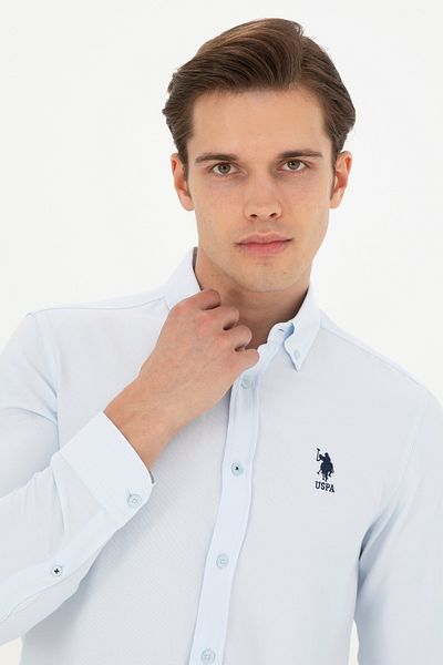 U.S. Polo Assn. Мъжка светлосиня риза с дълги ръкави Basic 50287805-VR003