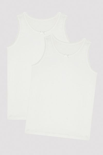 Penti White Colored Girl's Bow Organic 2-Piece Undershirt