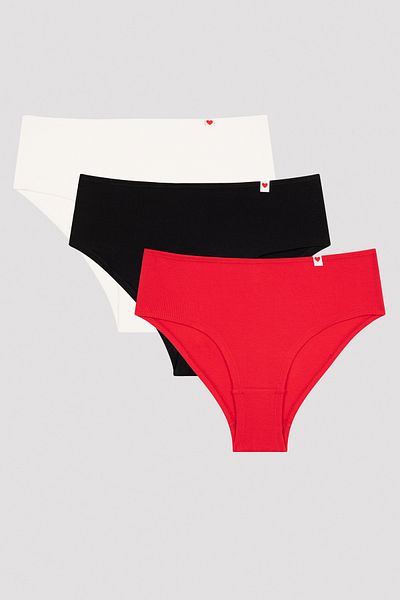 Penti Multicolored Heart Ribbed 3-Piece Hipster Panties