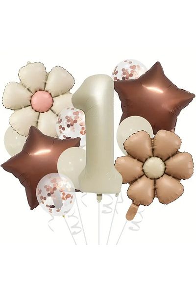 DÜVENCİ TİCARET 32-Inch Cute Daisy Foil Balloon Set, Mixed Colors,