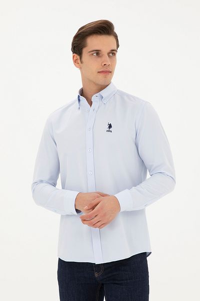 U.S. Polo Assn. Ανδρικό γαλάζιο μακρυμάνικο πουκάμισο Basic 50282589 -VR003