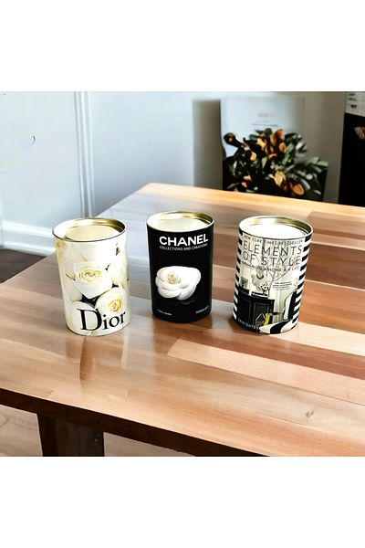 Saccura Decor 3-Piece Decorative Cylinder Box Set, Openable Black and White Box Set with Metal Lid
