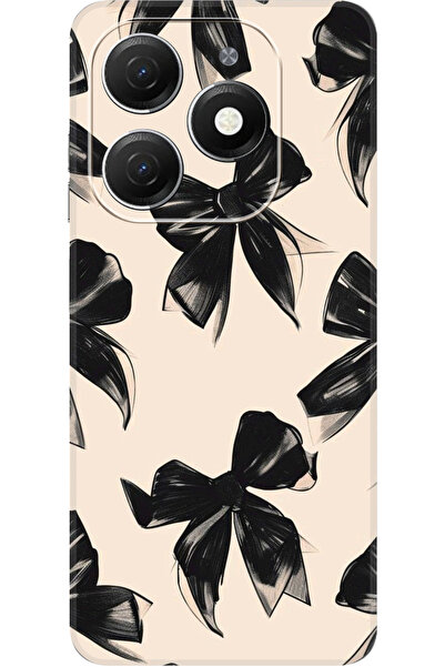 TECNO Spark 20 (KJ5n) Uyumlu Kamera Korumalı Siyah Kurdele Baskılı HD+ Silikon Kılıf